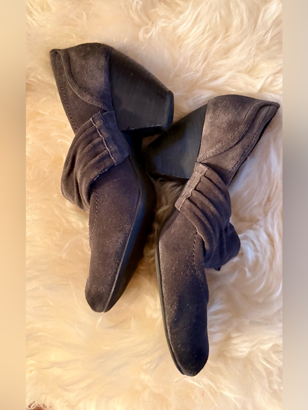 Dr. Scholl's Charcoal Gray Suede Platform Wedge Booties